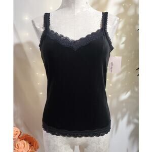 Villager NWT Vintage Romance Velvet Lace Trim Cami Tank Top Size M Whimsigoth